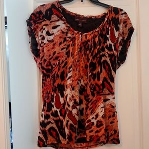 Dana Buchman Brown and beige top stretchy